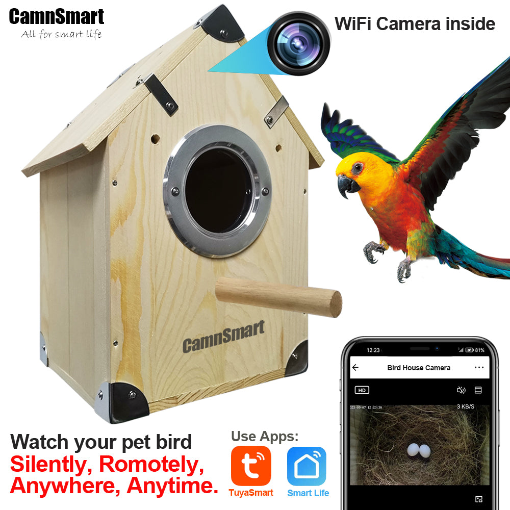 CamnSmart Pet Bird House with WiFi FHD Camera