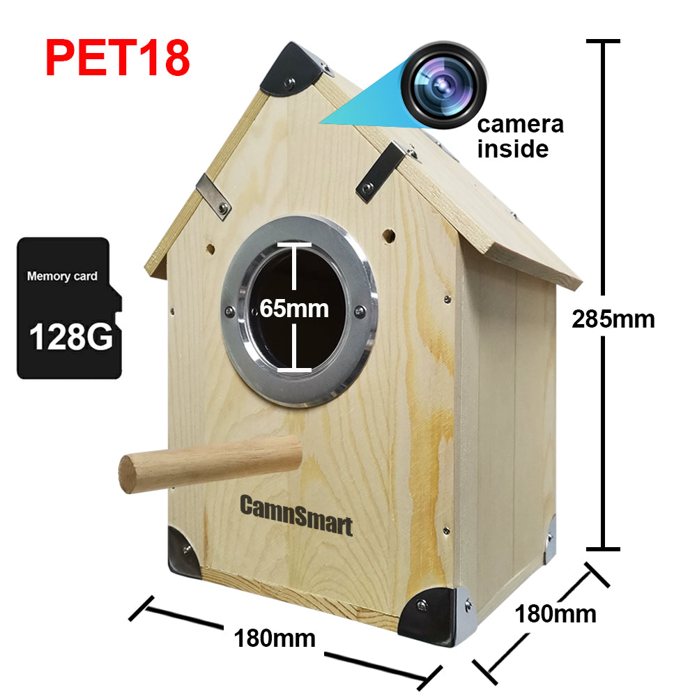 CamnSmart Pet Bird House with WiFi FHD Camera